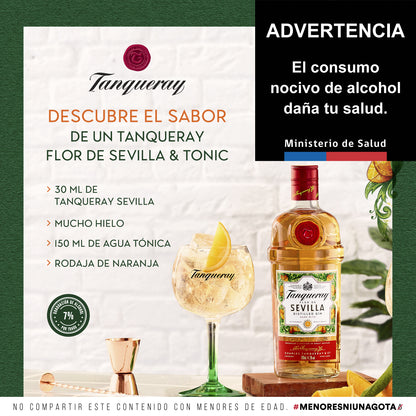Tanqueray Sevilla 700 ML + Copa acrílica naranja 06x01